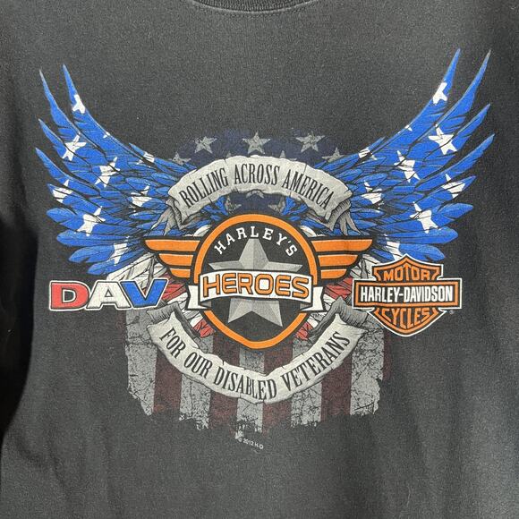 Harley-Davidson Shirt Mens Medium Black Harleys Heroes DAV Graphic Stillwater OK - Picture 6 of 11